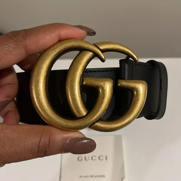 Gucci Black Leather Double GG Belt - Picture 3 of 11